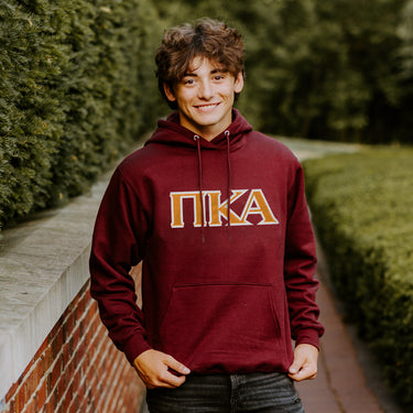 Pike Garnet Hoodie with Sewn On Letters