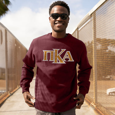 Pike Maroon Crew Neck Sweatshirt with Sewn On Letters