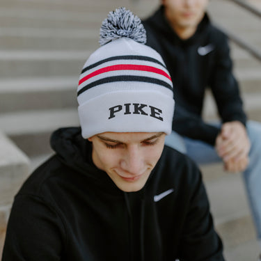 Pike White Hockey Knit Beanie