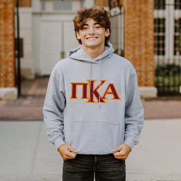 Pike Heather Gray Hoodie with Sewn On Letters