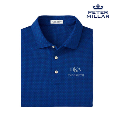 New! Pike Personalized Peter Millar Tesseract Patterned Polo With Greek Letters