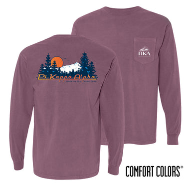 Pike Berry Retro Wilderness Long Sleeve Pocket Tee