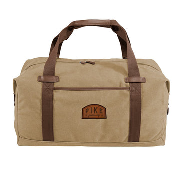 Pike Khaki Canvas Duffel With Leather Patch | Pi Kappa Alpha | Bags > Duffle bags