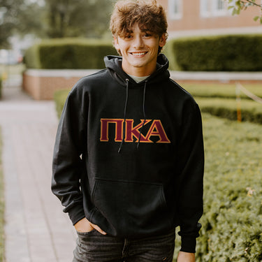 Pike Black Hoodie with Sewn On Greek Letters