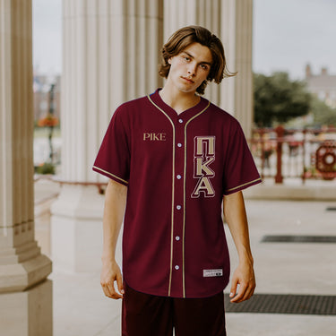 Pi Kappa Alpha sublimated fraternity baseball jersey.
