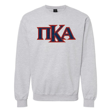 PIKE Grey Sewn On Greek Letter Crewneck