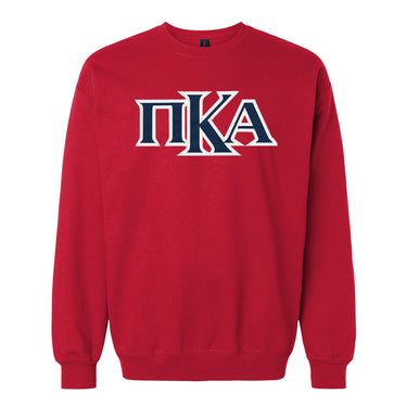 PIKE Red Sewn On Greek Letter Crewneck
