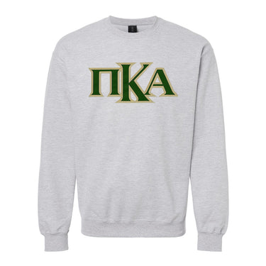 PIKE Grey Sewn On Greek Letter Crewneck