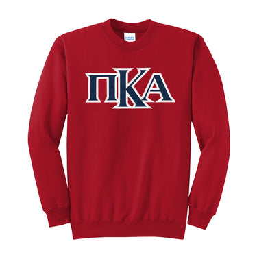 PIKE Red Sewn On Greek Letter Crewneck