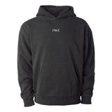 Black heavyweight hoodie with Pi Kappa Alpha Greek letters embroidered in white on the center chest.