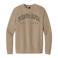Neutral tan crewneck with fraternity design