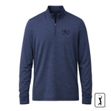 Navy fraternity quarter zip pullover with Greek letters and founding year, lightweight performance 1/4 zip front view