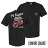 Comfort Colors High Roller Tee shown front and back, featuring a small dice graphic on the chest pocket and a large casino-inspired dice design on the back.
