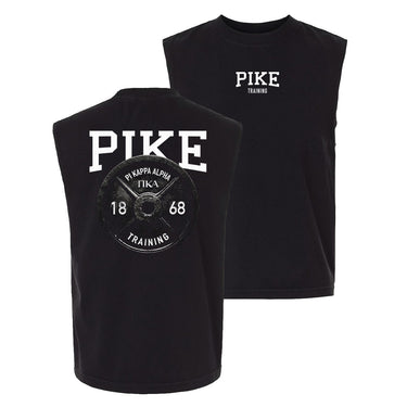 Black cut off tank top with fraternity design