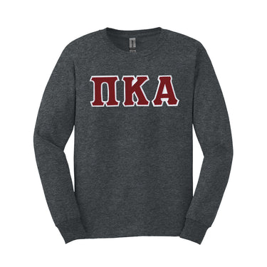 Pike Dark Heather Long Sleeve Tee with Sewn On Letters