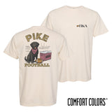 Pike fraternity t-shirt featuring a black lab in a football stadium