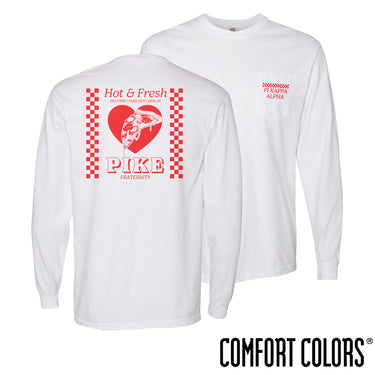 New! Pike Comfort Colors Hot and Fresh Pizza Long Sleeve Tee