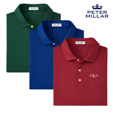 New! Pike Peter Millar Tesseract Patterned Polo With Greek Letters