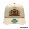 Cream Legacy brand rope hat featuring a brown fraternity patch, designed for stylish fraternity apparel and casual campus wear.
