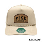 Cream Legacy brand rope hat featuring a brown fraternity patch, designed for stylish fraternity apparel and casual campus wear.