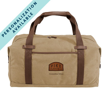 Pike Khaki Canvas Duffel With Leather Patch | Pi Kappa Alpha | Bags > Duffle bags