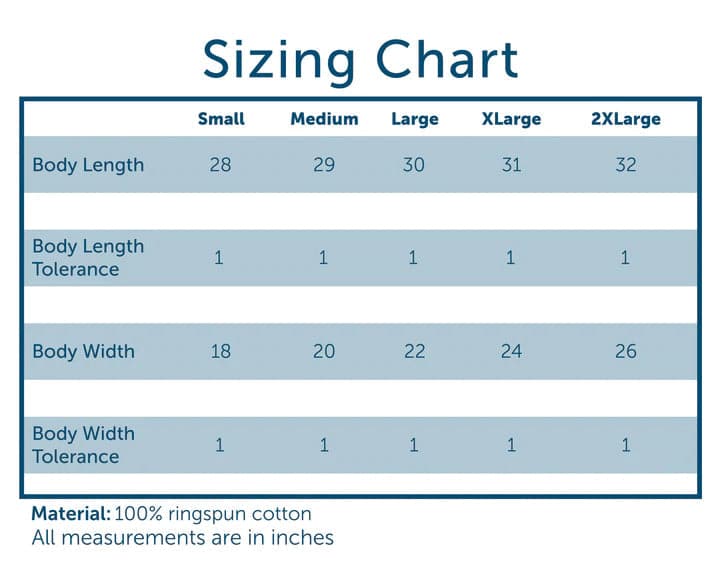 Comfort Colors Size Chart